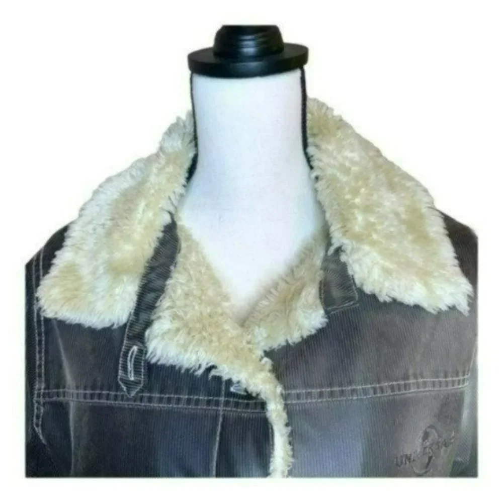 Universal Studios Retro Brown Pinstriped Faux Fur Lined Bomber Jacket Size M - Picture 7 of 15